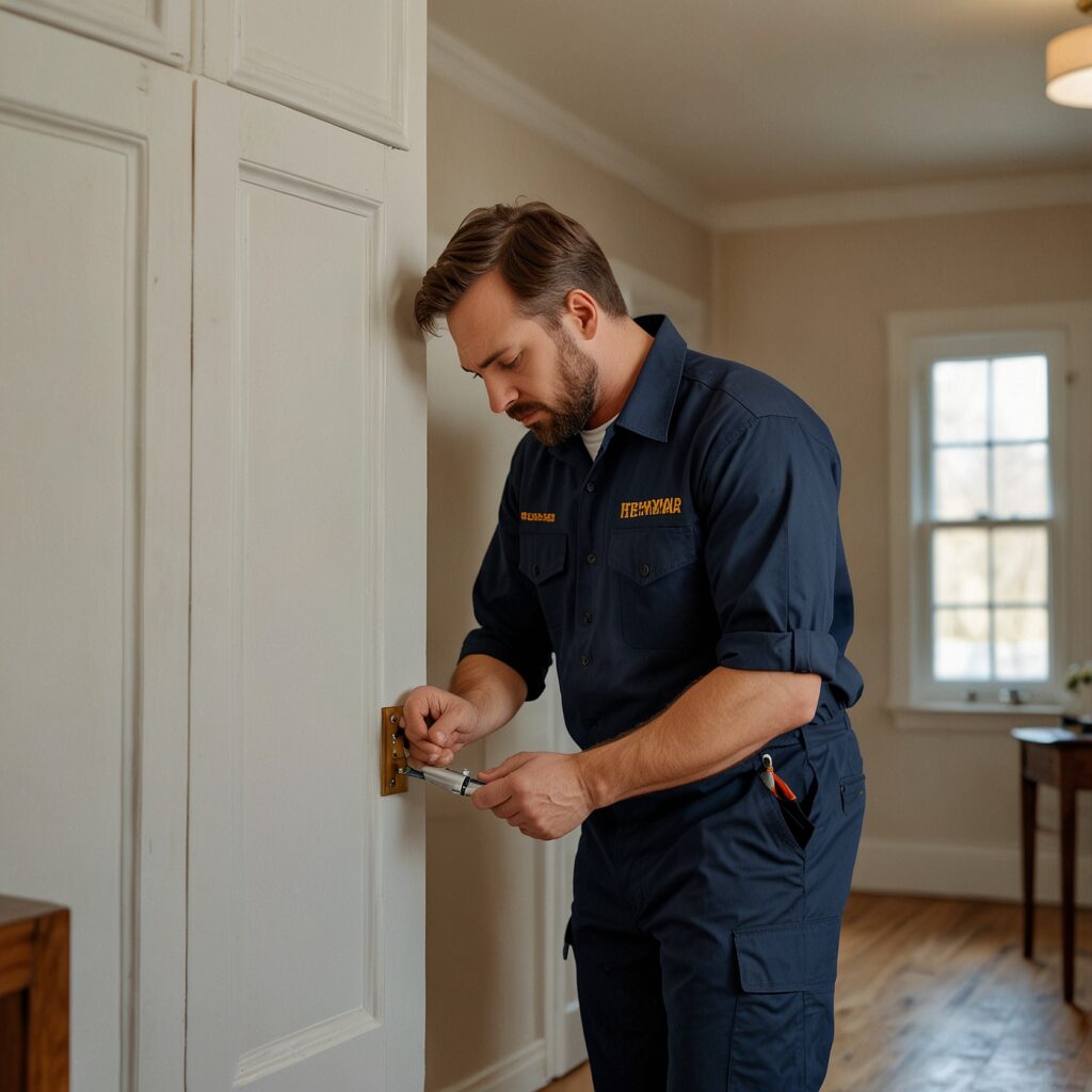 Essential repairs inside a modern London apartment, showing small fixes such as loose fittings, handles, and light adjustments — clean, minimal, move-in-ready property.