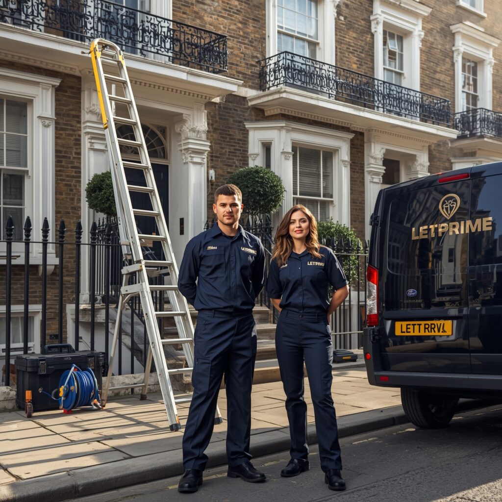 LetPrime professional property refresh team standing in front of service van in London